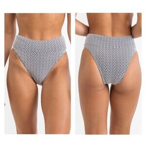 NEW Free People Rhythm Geometric Hi Hip Banded Black and White Bikini Bottom XS